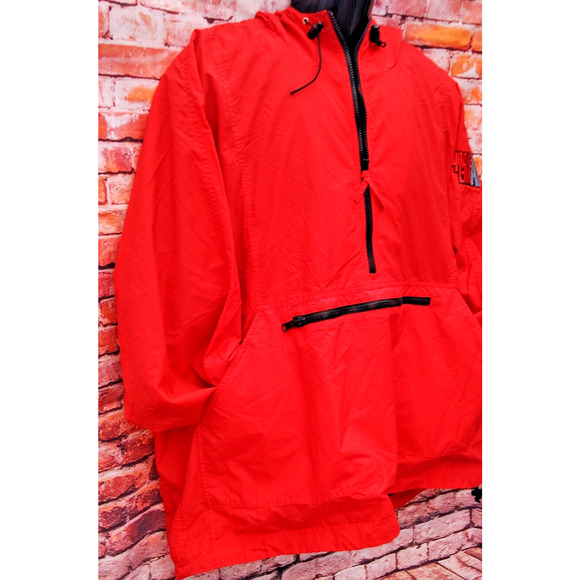 Vantage Anorak Jacket Red 1/2 Zip Red Windbreaker Men's XL Vintage - Picture 3 of 6